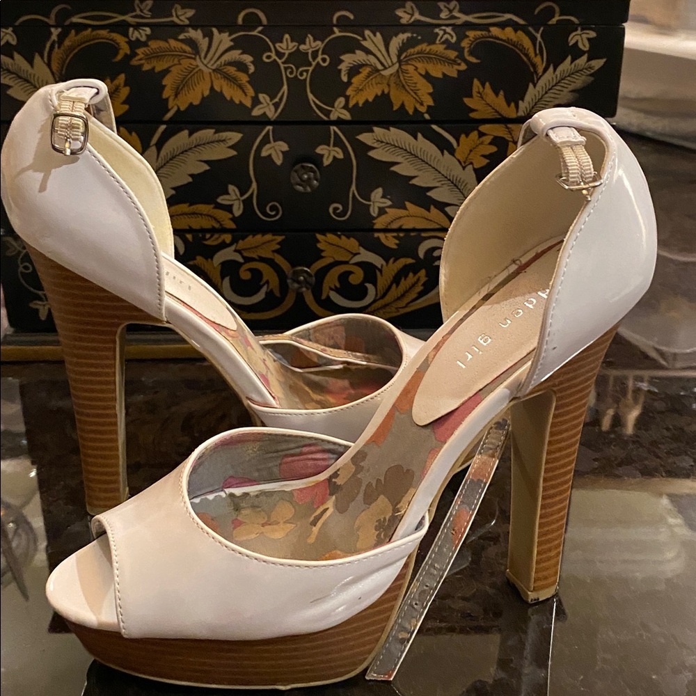 White Peep Toe Platform Heels